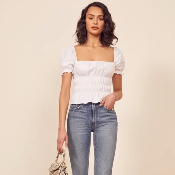 reformation smocked top